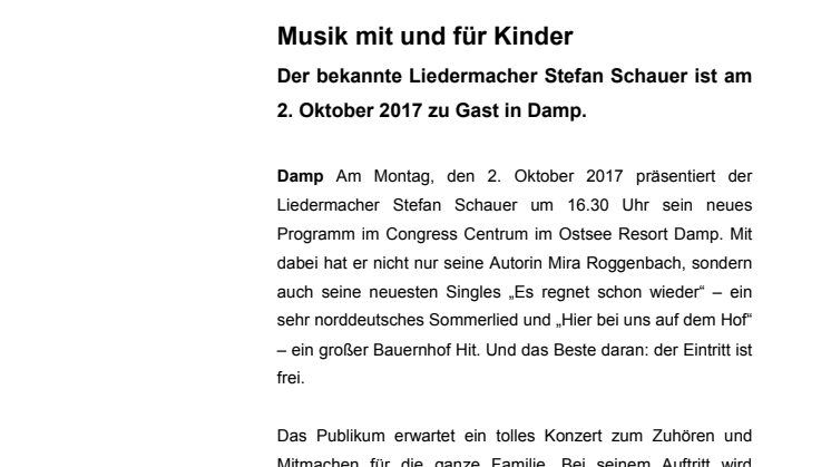 Musik mit und für Kinder - mit dem Liedermacher Stefan Schauer