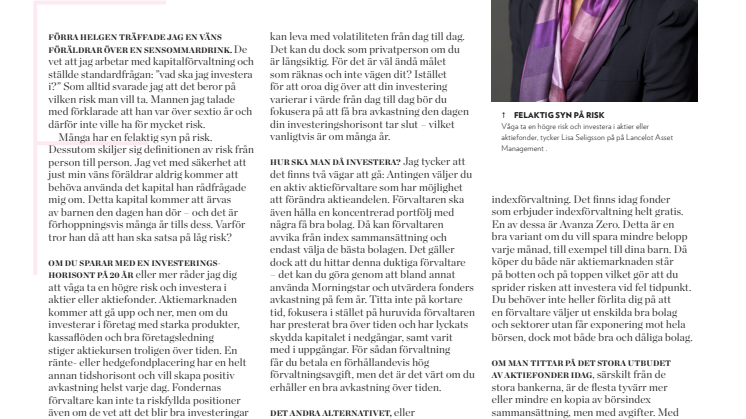 Våga ta risker! Svd, APG, 31 augusti 2013