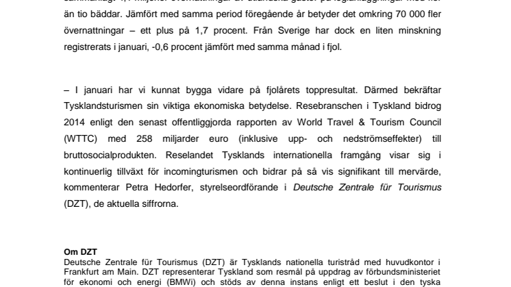 ​Fortsatt tillväxt för Tysklands incomingturism 2015