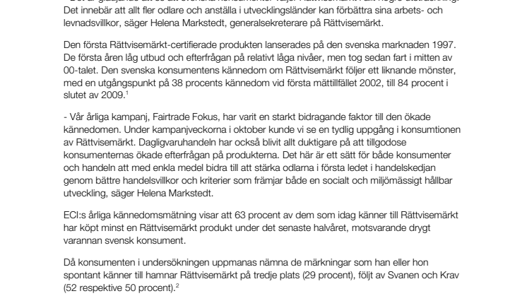 Varannan svensk köper Rättvisemärkt