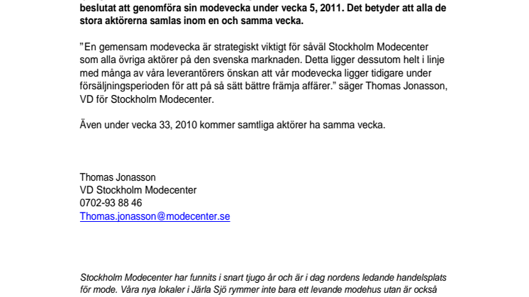 En gemensam modevecka!