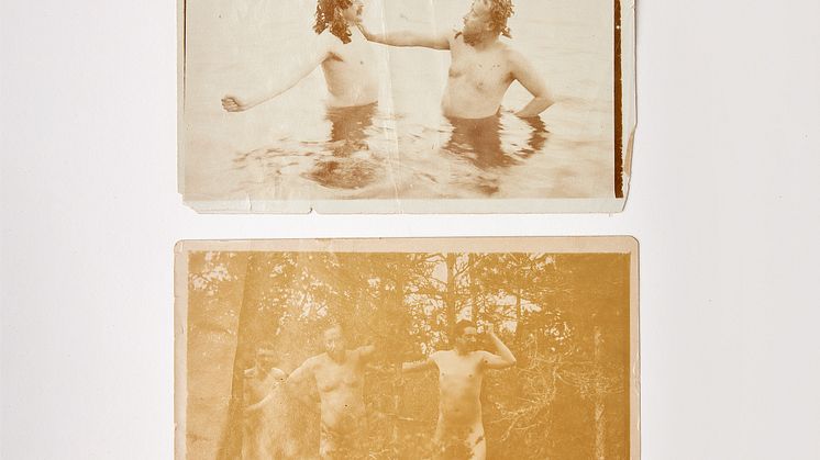 Originalfoton, 2 st. föreställande Verner von Heidenstam, Gustaf Fröding och Albert Engström