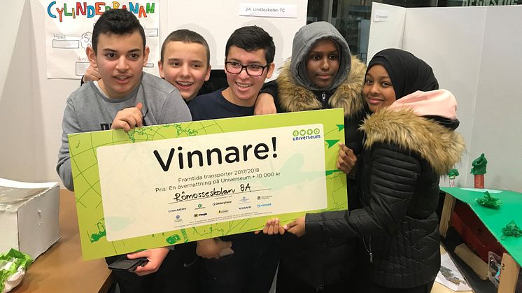 Årets vinnare i tävlingen Framtida transporter 2018 blev klass åtta från Römosseskolan i Gårdsten, Göteborg