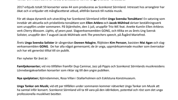 Musik på Sörmländska Slott & Herresäten 2017