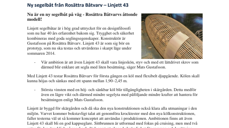 Ny modell från Rosättra Båtvarv – Linjett 43