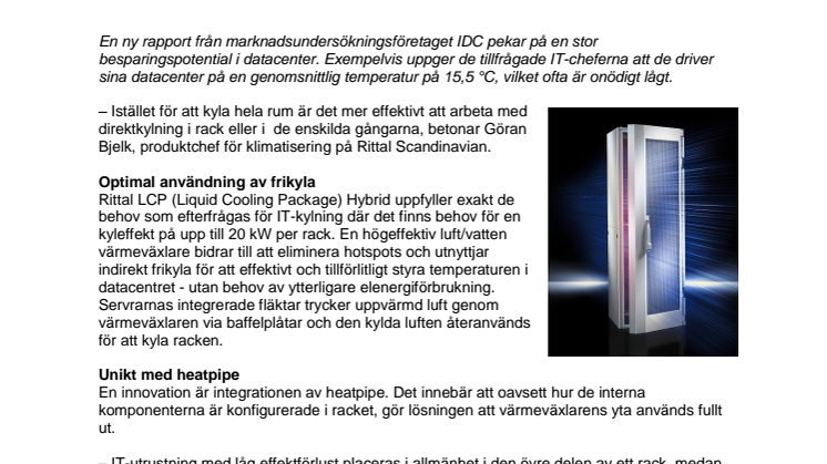 Nyhet i LCP plattform för kyla ger energieffektivare datacenter