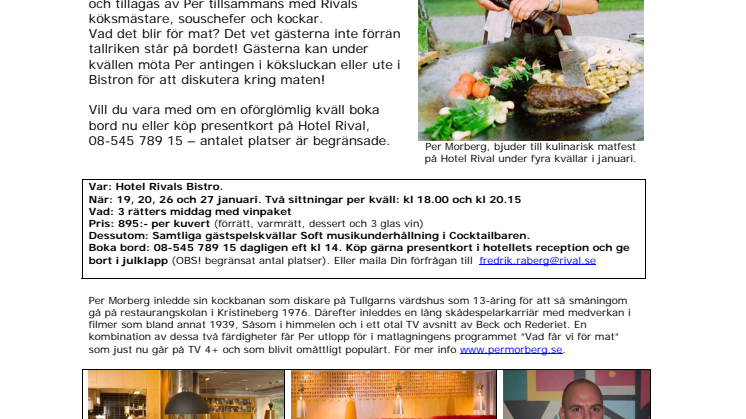 Kocken som blev skådespelare - nu gästar han Rivals Bistro!