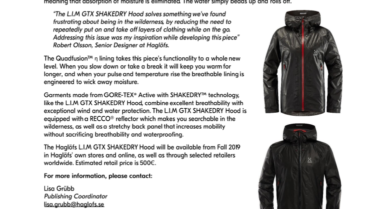 L.I.M GTX SHAKEDRY HOOD – A ONE OF A KIND JACKET
