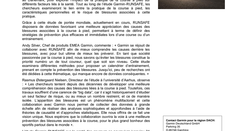Garmin s’associe à RUNSAFE pour étudier la santé des coureurs