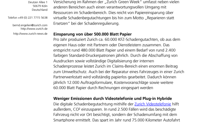 Pressemitteilung Grüne Schadenbearbeitung