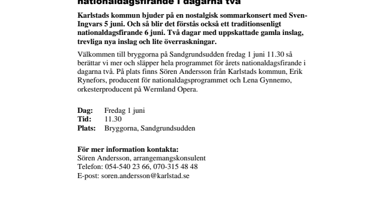 ​Nu släpper vi hela programmet för festligt nationaldagsfirande i dagarna två
