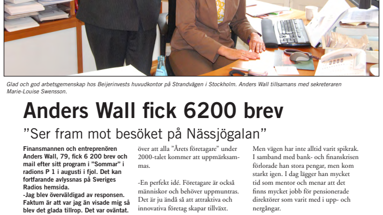 Reportage om Anders Wall inför Nässjögalan 2010