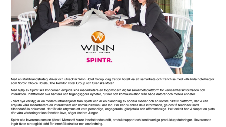Hotellkoncern väljer Spintr