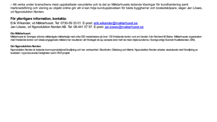 Mäklarhuset blir störst på nyproduktion