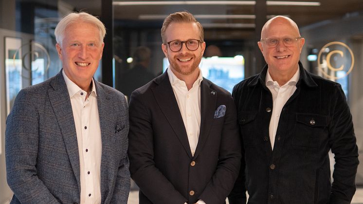 Mats Dahlström, Fredrik Kjell och Lennart Hagberg - ägartrio på HusmanHagberg AB