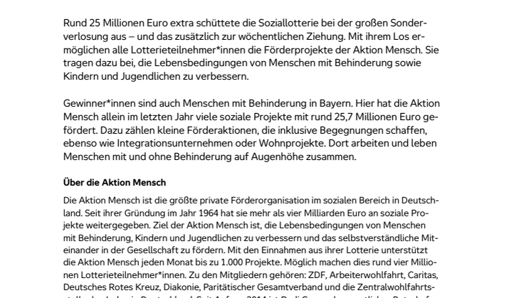 Landkreis Rosenheim:  Glückspilz gewinnt 1 Million Euro bei der Frühjahrs-Sonderverlosung der Aktion Mensch