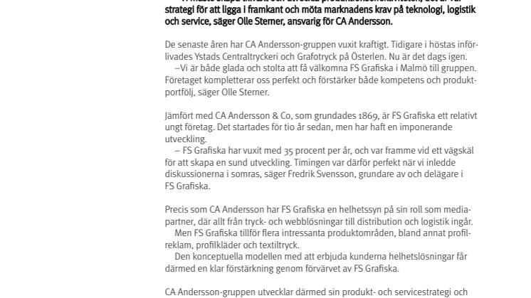 CA Andersson-gruppen växer igen