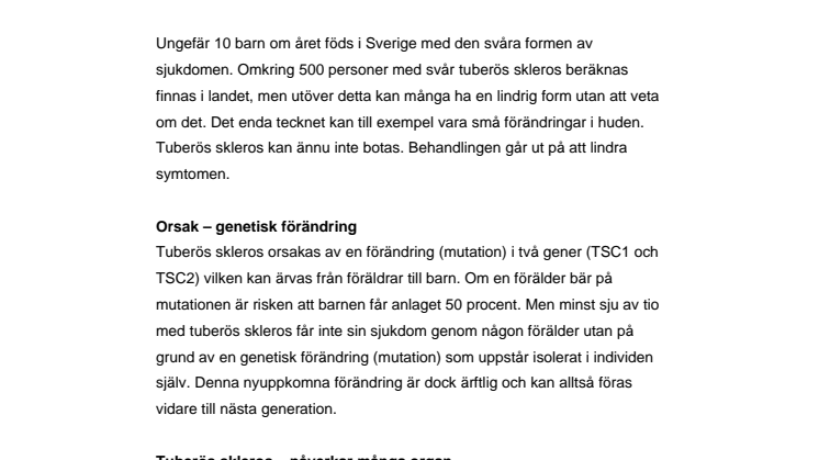 Fakta om tuberös skleros 