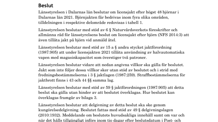 Beslut om licensjakt efter björn 2021 i Dalarnas län.pdf