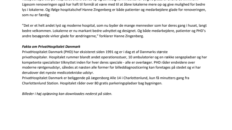 Omfattende renovering af PrivatHospitalet Danmark 