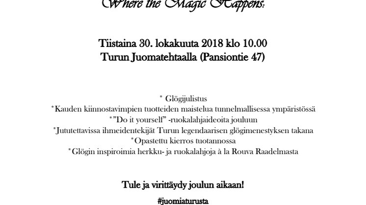 Suomen glögipääkaupunki Turku julistaa jälleen glögikauden 2018 avatuksi