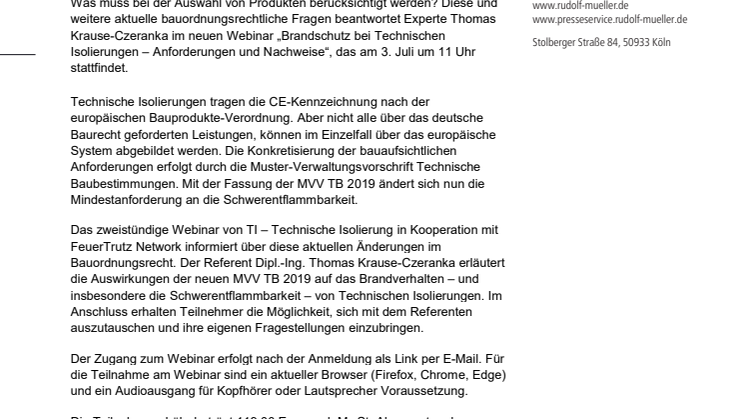 Brandschutz bei Technischen Isolierungen 