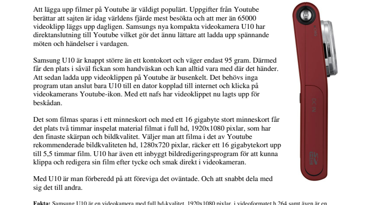 Direkt till Youtube från Samsungs nya videokamera