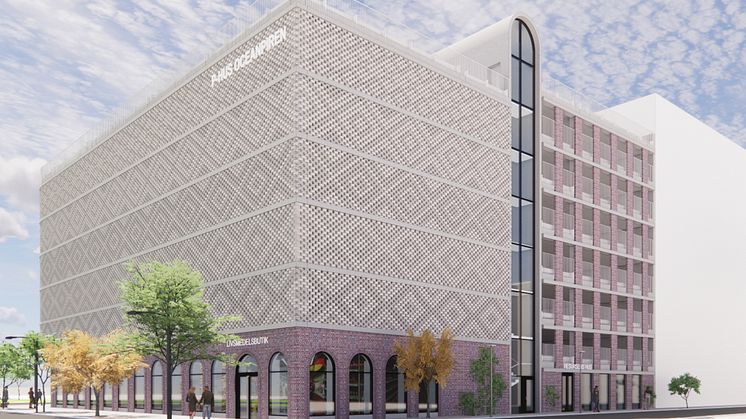 Mobility buildings effectively transform traditional parking garages into smart, modern, and sustainable meeting points that facilitate people's everyday lives. 3D visualisation: FOJAB Architects