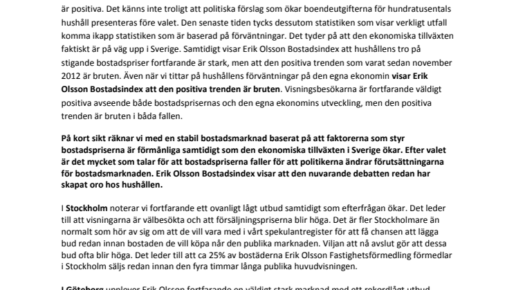 Erik Olsson, VD på Erik Olsson Fastighetsförmedling, kommenterar bostadsmarknaden mars 2014
