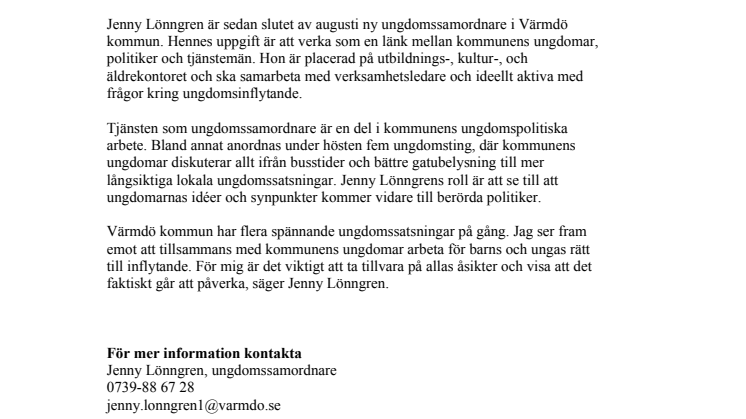 Ungdomssamordnare för fram de ungas åsikter