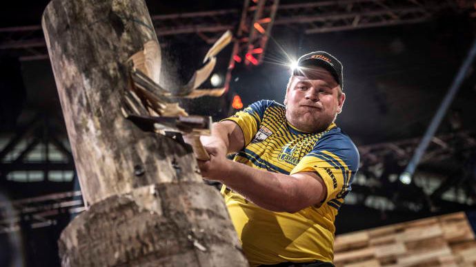 Calle Svadling representerade Sverige under VM 2017 i norska Lillehammer. Foto: STIHL Timbersports.