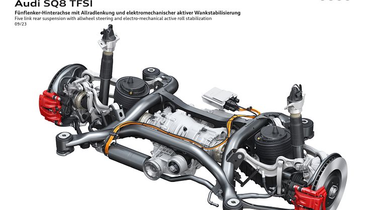 Audi SQ8 suspension med bl.a. firehjulsstyring