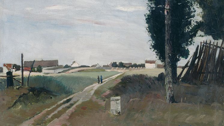 Carl Fredrik Hill, Väg med popplar, 1876/77. Olja på duk, 60 x 49 cm. Foto: Per Myrehed. Bild beskuren.