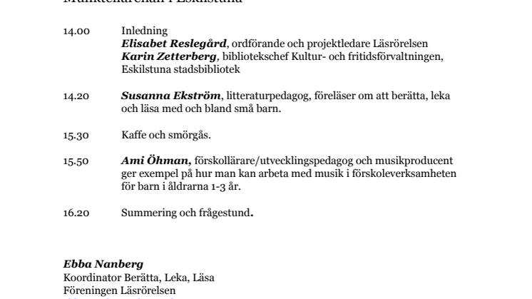 Program konferens i Eskilstuna