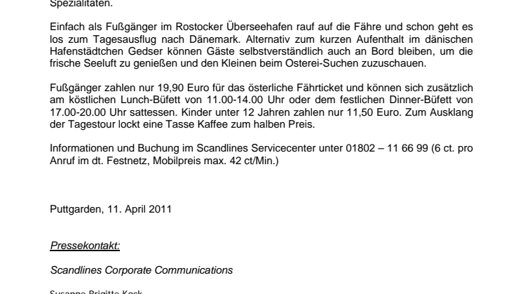 Pures Ostervergnügen an Bord von Scandlines