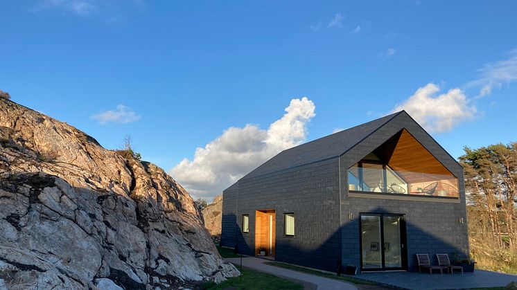 Takskifferfasad på villa, leverantör Nordskiffer