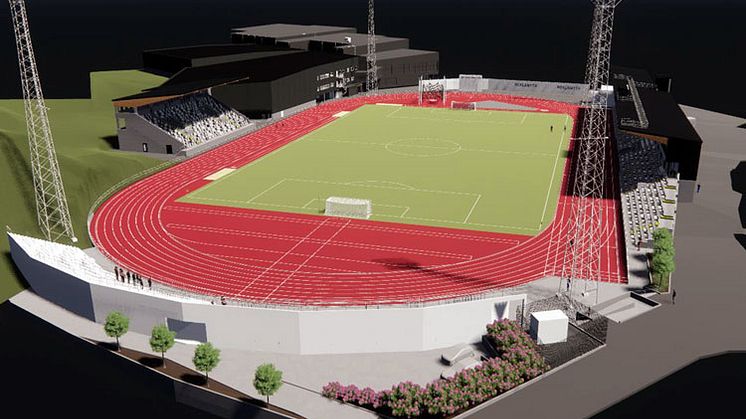 Rimnersvallen, vy från norr. Illustration: Sweco Architects.