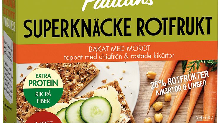 •	Paulúns Superknäcke Rotfrukt  -  bakat med morot toppat med chiafrön och rostade kikärtor