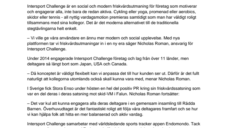 Intersport Challenge lanserar ny plattform