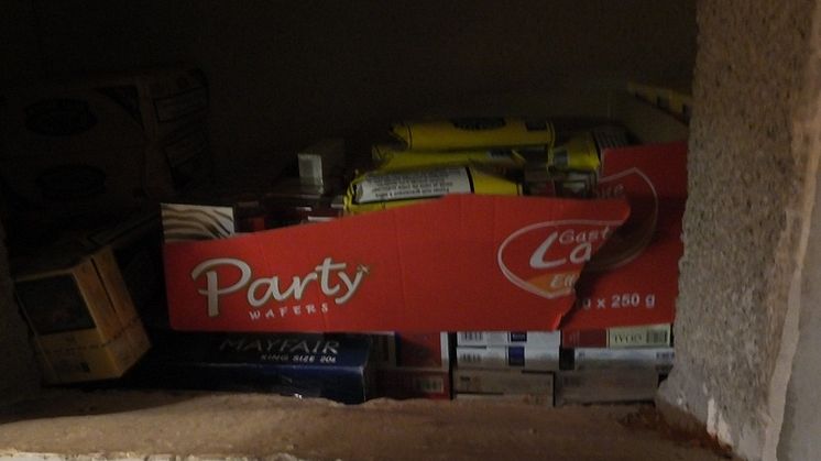 Op Batmobile - illicit tobacco products hidden in wall behind cupboard NW04/15