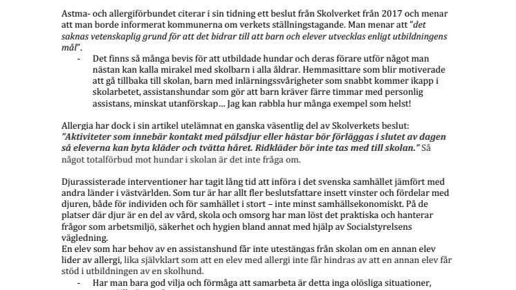 Utbildade hundar - en viktig resurs i skolan
