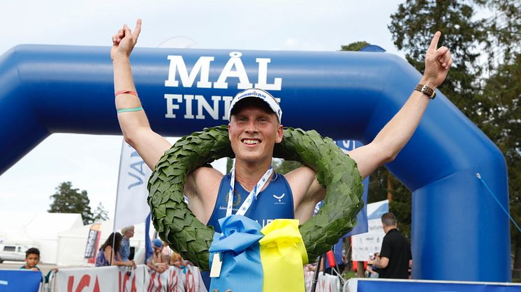 Johan Kärner, Dalregementets IF, var en av dalmasarna som stod på prispallen i årets Vansbro Triathlon. Foto: Mickan Palmqvist