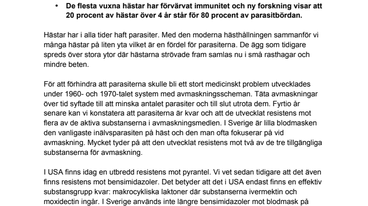 Fakta om läkemedelsresistens hos parasiter på häst