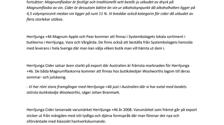 Stora nyheter från Herrljunga Cider
