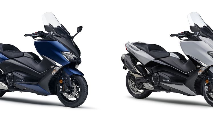 左より、｢TMAX530 SX ABS｣　マットダークパープリッシュブルーメタリック1、｢TMAX530 DX ABS｣　マットライトグレーメタリック4