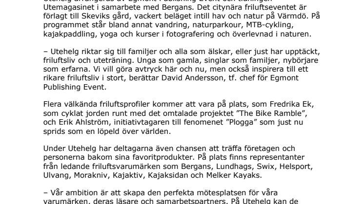 Egmont satsar på friluftsevent på Värmdö