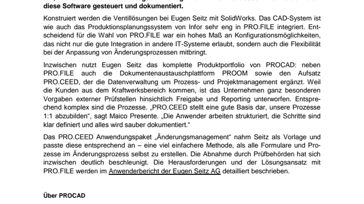 Eugen Seitz AG automatisiert Arbeitsabläufe beim Änderungsmanagement mit PLM-Software