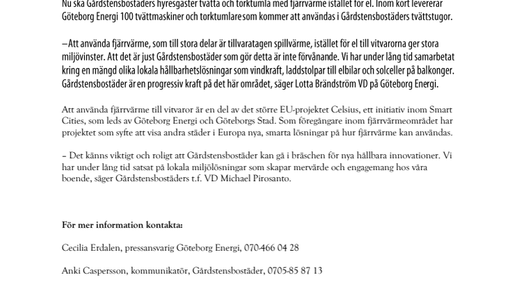 Gårdstensbostäder tvättar med fjärrvärme