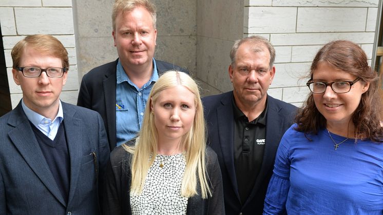 Deltagarna på seminariet. Från vänster: Hans Bagge, Johan Lindström, Therese Berganäs, Stefan Gardell och Marie-Louise Luther.