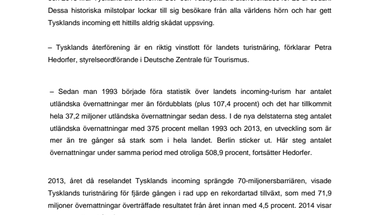 Återföreningen – högsta vinsten för reselandet Tyskland